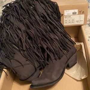 Brown with fringe, liberty black boots, handmade 100% genuine leather